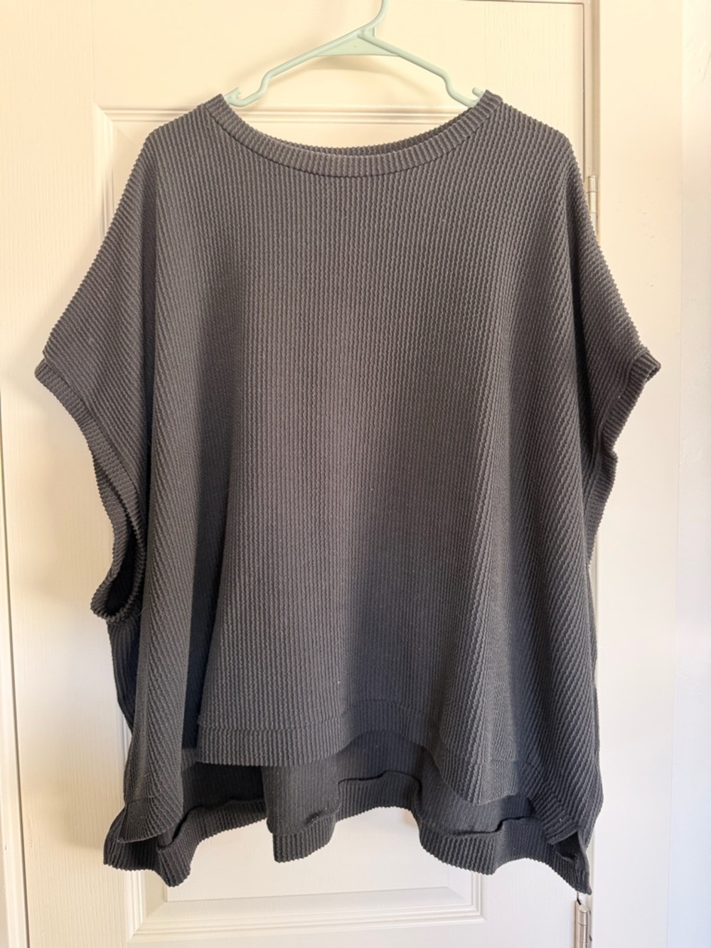 Three Bird Nest Relaxed Ribbed Dolman Tunic - Charcoal Gray